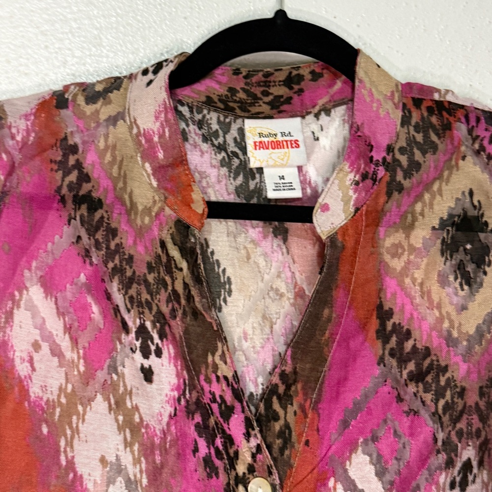 Ruby Rd. Multicolor Geometric Blouse, Long Sleeve… - image 2